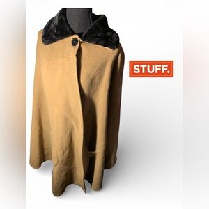 Chic Tan Cape with Black Collar